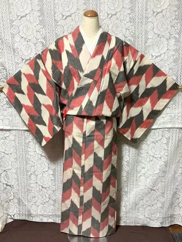 [미사용에 가까움] 울 기모노 모던 패턴 일부 교육용 실 포함 울