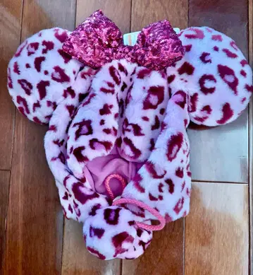 디즈니 팬캡 레오파드 무늬 미니 레오파드 핑크