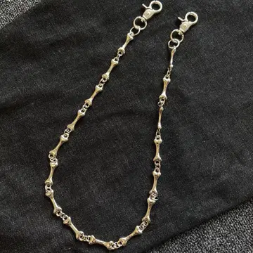 스컬 모티브 실버 지갑 체인 약 60cm