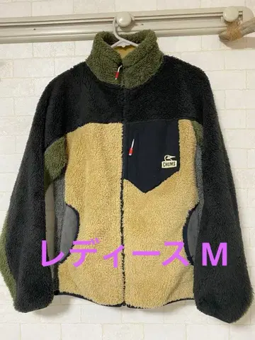 CHUMS 플리스 자켓 M 블랙/그린/베이지