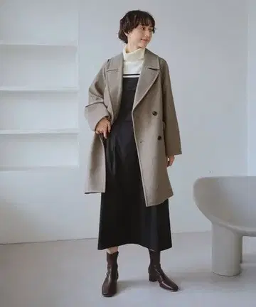 저지 멜톤 무지 & 체크 오버 P 코트