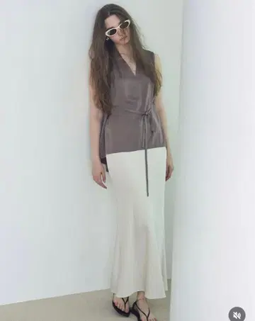 [ Aimeine ] 새틴 바이어스 스커트 화이트