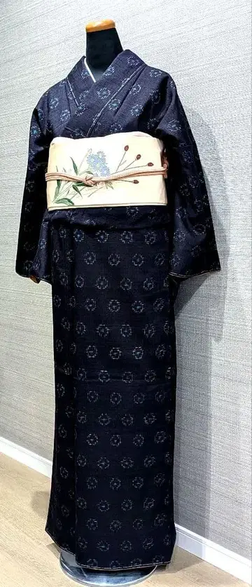 본고장 유키쓰무기 이중 기모노 마스이와야 근제