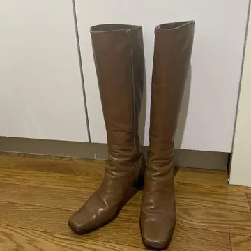 가죽제품 롱 부츠 베이지