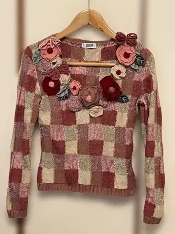 MOSCHINO 꽃 모티브 패치워크 니트