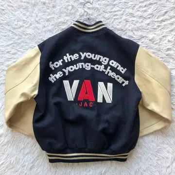 [ 새상품급 ] 반재킷 바시티 자켓 네이비 소매 가죽 아치 로고 퀼팅