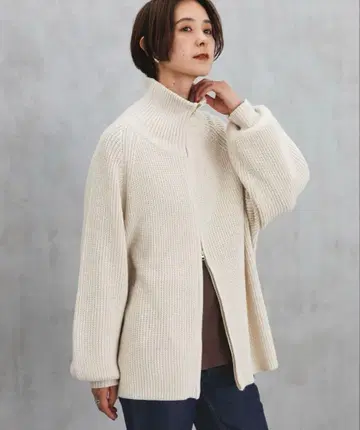 LEPSIM 7게이지 지퍼 스탠드 튜닉 아이보리