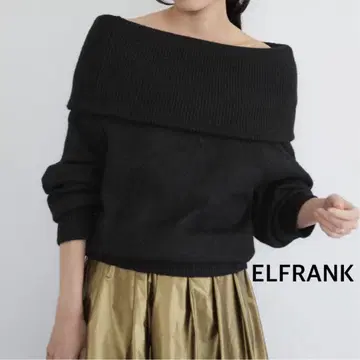 ELFRANK 엘프랭크 오프숄더 멜란지 니트 풀오버 블랙