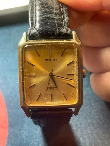 SEIKO SPIRIT 골드 가죽 밴드