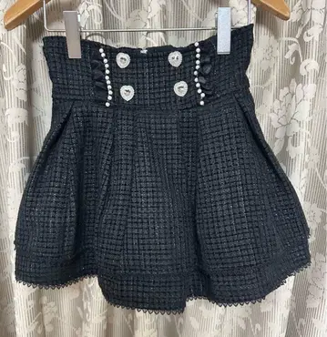 NoGenki 반짝이 트위드 스커트 블랙