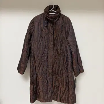 브라운 퀼팅 롱 코트