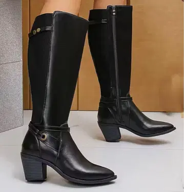 새상품 롱 부츠 사이드 지퍼 통굽 부츠