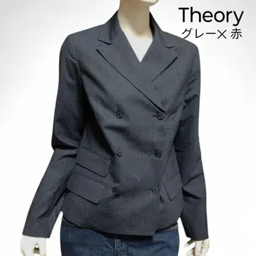 새상품 띠어리 핀스트라이프 자켓 빨간색 그레이 사이즈 4 39000엔