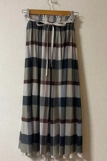 체크 플레어 스커트 블루 라벨 BLUE label 리버서블