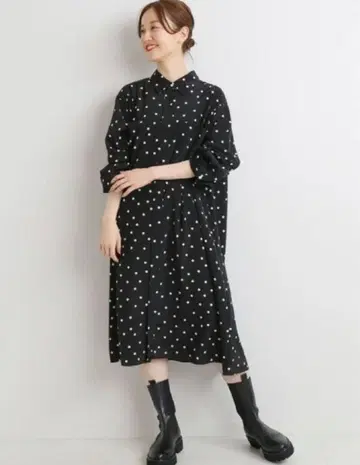 IENA 이에나 도트 셔츠 미니 원피스