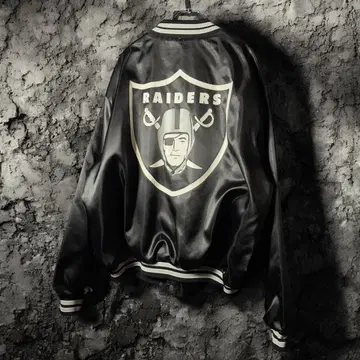 90s USA제 RAIDERS 레이더스 새틴 바시티 자켓 안감 퀼팅