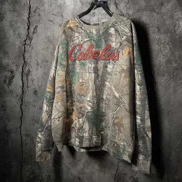 Cabela's 리얼트리 카모 맨투맨 자수 로고 카모플라쥬