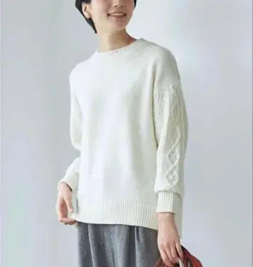 북유럽 생활 잡화점 소매만 아란 편직의 가벼운 니트 아이보리