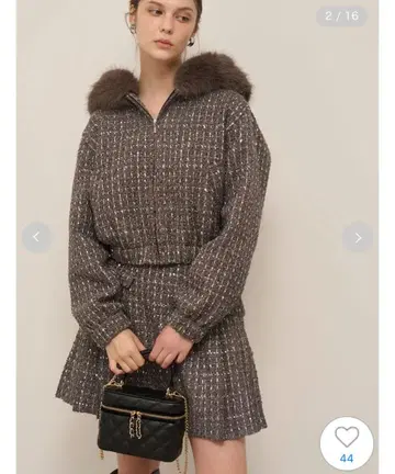 snidel 사이드 플리츠 트위드 미니 스커트 스나이델