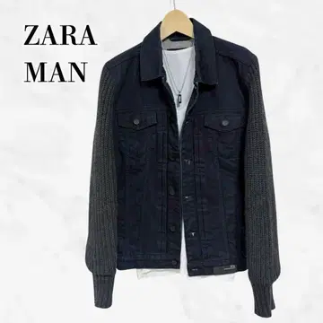 ZARA MAN 니트 절개 데님 자켓 이소재 콤비 데님 자켓