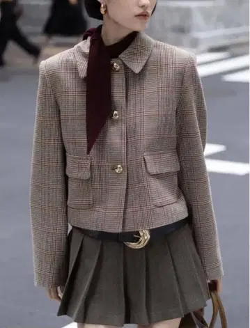 ZARA 하운드투스 패턴 숏 블레이저