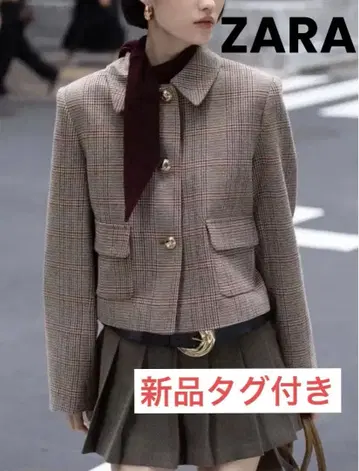 ZARA 하운드투스 패턴 숏 블레이저