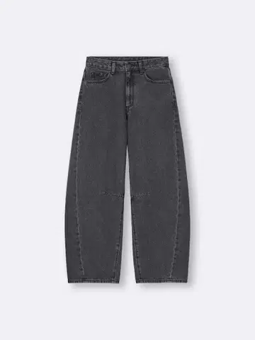 GU 배럴 레그 청바지 다크 그레이 M