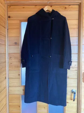 네이비 후드 부착 더플 코트