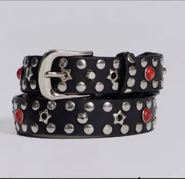 Jaded London 스터드 장식 블랙 가죽 벨트