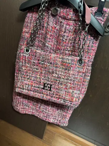 에스카다 핑크 계열 트위드 숄더백 세트