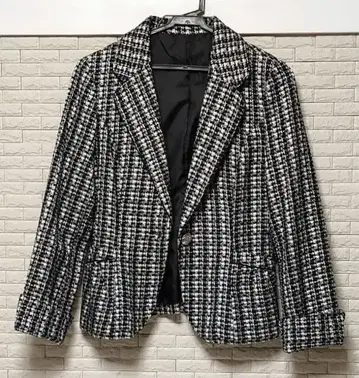 테일러드 자켓 블랙 화이트 체크 무늬