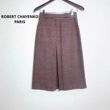 ROBERT CHAYENKO 박스 플리츠 스커트 하운드투스 패턴 프랑스제