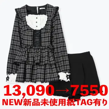 [NOEMIE] 새상품 데콜테 리본 요크 프릴 레이스업 세트업