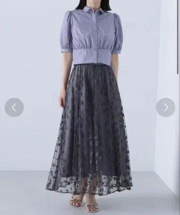 플라워 레이스 플리츠 스커트