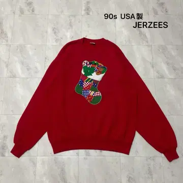 90s USA제 저지 맨투맨 트레이닝복 크리스마스 부츠 자수