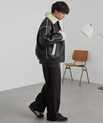 MONO-MART 오버 사이즈 보아 안감 페이크 무스탕 자켓 L