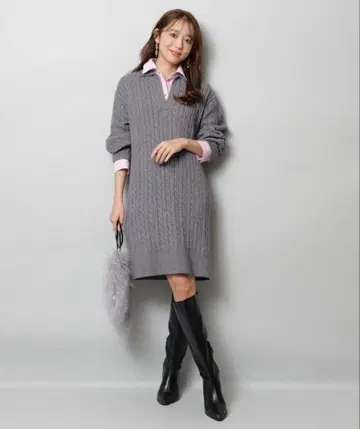 새상품 레이어드 케이블 미니 원피스