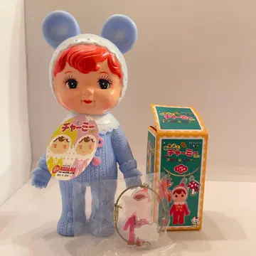 미사용품 챠미짱 블루 쇼와 레트로 소프트 비닐 인형 아크릴 참
