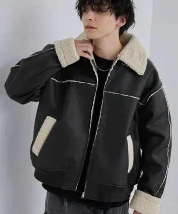 MONO-MART 오버 사이즈 보아 안감 페이크 무스탕 자켓 M