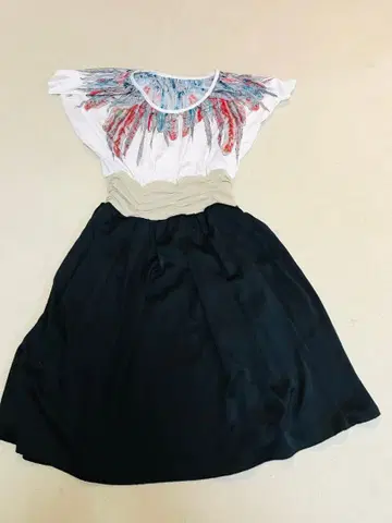 SISTEMATIC 컬러풀 깃털 자수 원피스