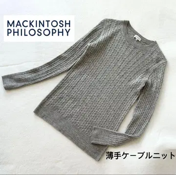 매킨토시 철학 얇은 소재 니트 케이블 짜임 모 100% 긴팔 38