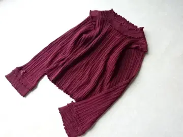 리즈리사 터틀 리브 니트 프릴 리본 로고