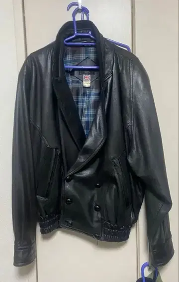 블랙 가죽 자켓 더블 브레스트