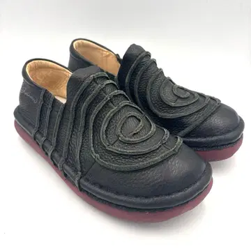 미사용 에스타시온 우즈마키 슬립온 [ L ] 23cm 블랙 가죽