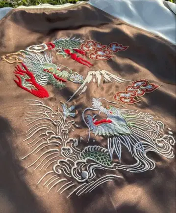 90's 스카잔 충전솜 없음 수베니어 자켓 빈티지 용 잉어