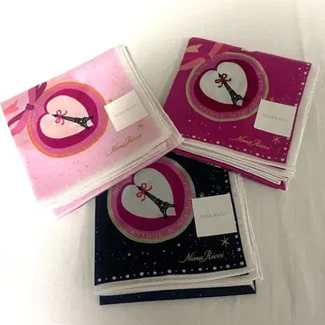 [ 묶음 판매 ] NINA RICCI 니나리치 핑크 손수건 3개 세트