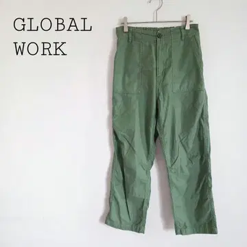글로벌 워크 카고 팬츠 워크 팬츠 허리 뒷부분 밴딩 하이웨스트