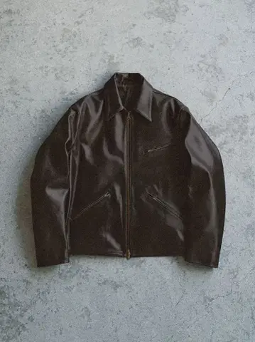 LIDNM 빈티지 워시드 레더 집 L 사이즈