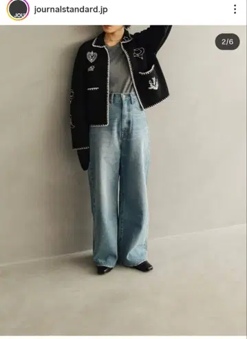 JOURNAL STANDARD 자수 멕시칸 블랙 가디건