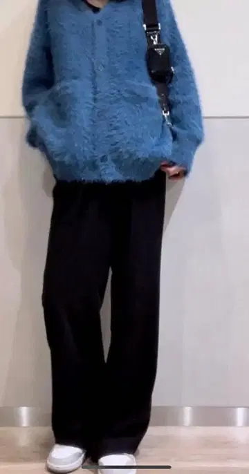 seable 샤기 가디건 블루